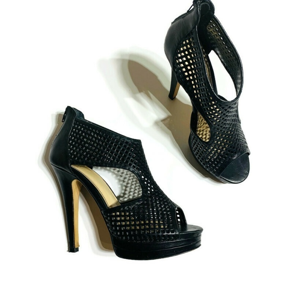 Isola leather laser cut platform heeled sandals‎